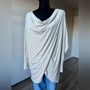 Elegant Cream Drape Tunic Top